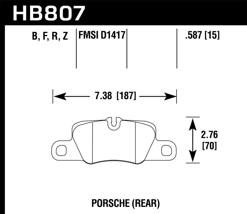 Hawk 2014 Porsche 911 Performance Ceramic Street Rear Brake Pads HB807Z.587 for 2010-2019 Porsche Panamera - installed view