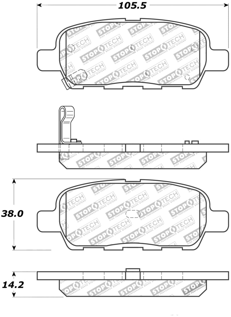 StopTech Street Touring 6/02-08 350z / 01-08 G35 Rear Brake Pads - 308.09050