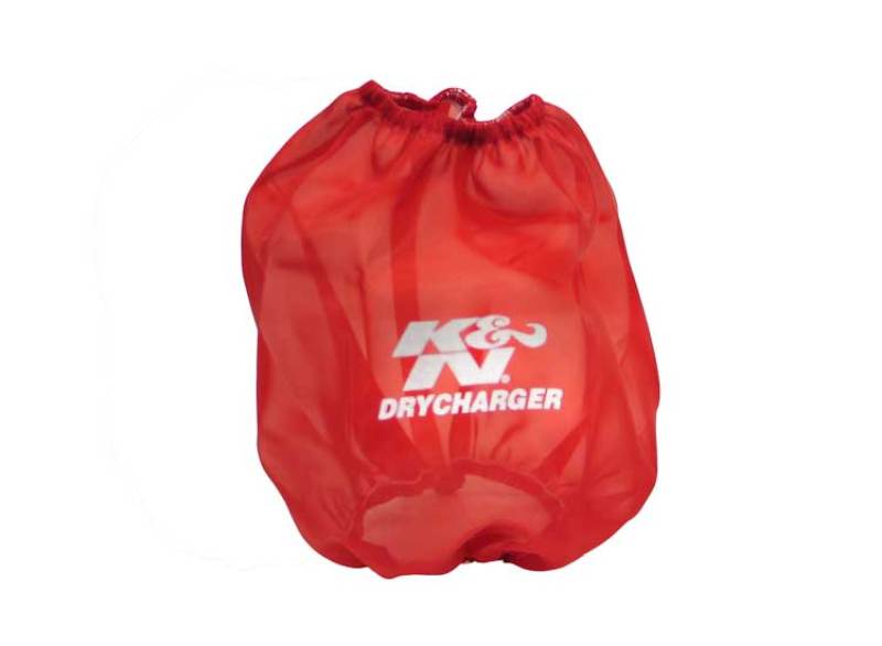 K&N Round Tapered Drycharger Air Filter Wrap Red 7.5in Base ID x 5in Top ID x 7.5in H - RF-1041DR by K&N Engineering - front 