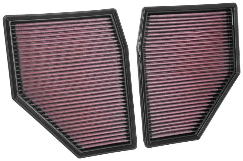 K&N 18-19 BMW M5 V8 4.4L F/I Turbo Replacement Air Filter (Two Per Box) - 33-3128 for 2018-2025 BMW M5 - angle view