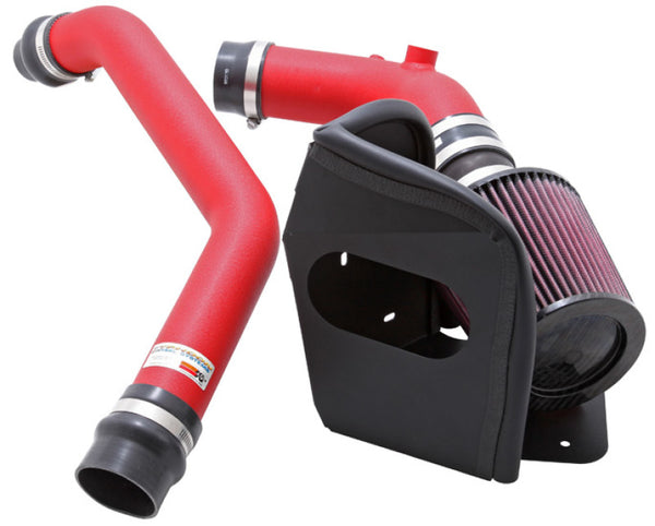 K&N 08-09 Mitsubishi Evo X Wrinkle Red Typhoon Short Ram Intake - 69-6546TWR for 2008-2015 Mitsubishi Lancer - front view