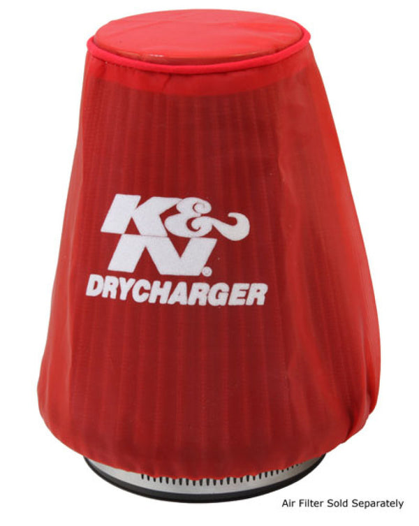 K&N Red Drycharger 5.25in x 3in Round Tapered Air Filter Wrap - 22-2030PR for 1992-1995 Polaris SL 650 - front view