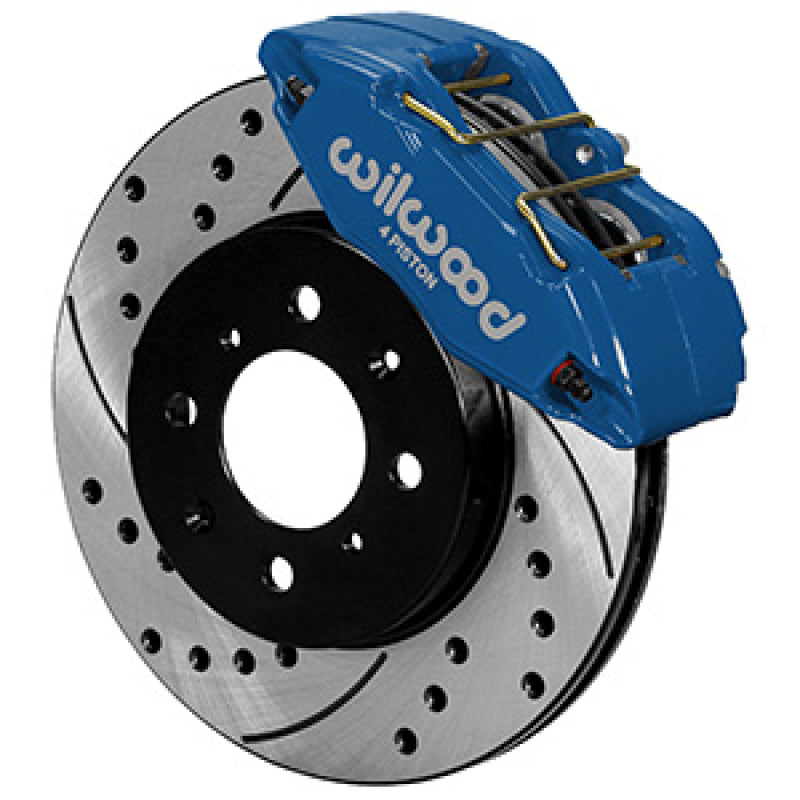 Wilwood DPHA Front Caliper &amp; Rotor Kit Drilled Honda / Acura w/ 262mm OE Rotor - Competition Blue - 140-12996-DCB