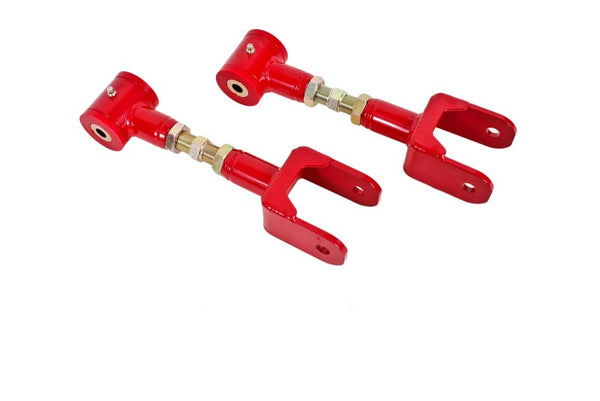 BMR 79-04 Fox Mustang Upper Control Arms On-Car Adj. (Polyurethane) - Red - UTCA040R for 1979-2004 Ford Mustang - front view