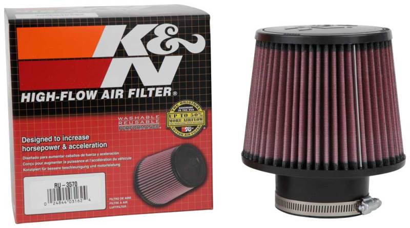 K&N Filter Universal Rubber Filter 3in Flange ID 6in Base OD 5.125in Top OD 5in Height - RU-3570