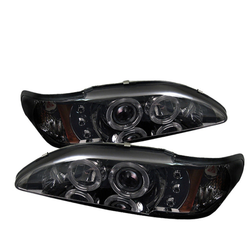 Spyder Ford Mustang 94-98 1PC Projector LED Halo Amber Reflctr LED Smk PRO-YD-FM94-1PC-AM-SMC - 5010414