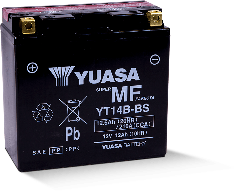 Yuasa YT14B-BS Maintenance Free 12 Volt AGM Battery - YUAM624B4