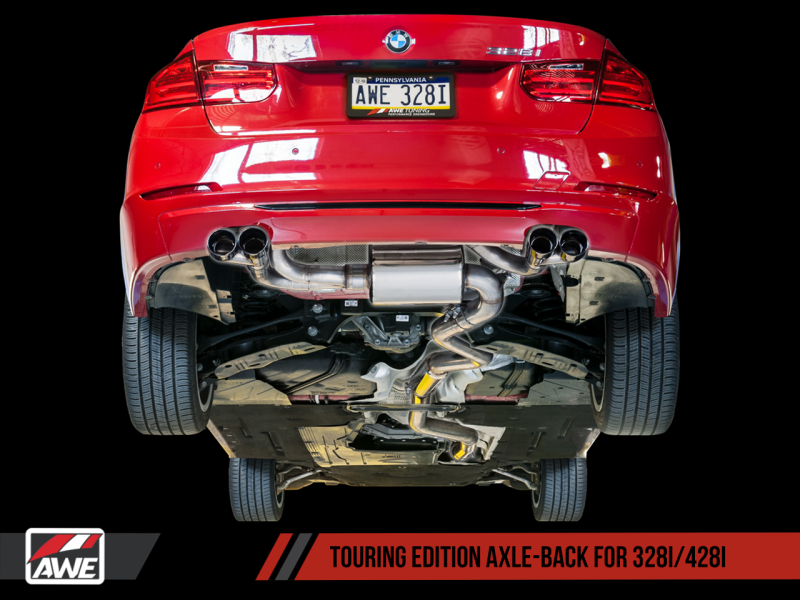 AWE Tuning BMW F3X 28i / 30i Touring Edition Axle-Back Exhaust Single Side - 80mm Silver Tips - 3010-22022