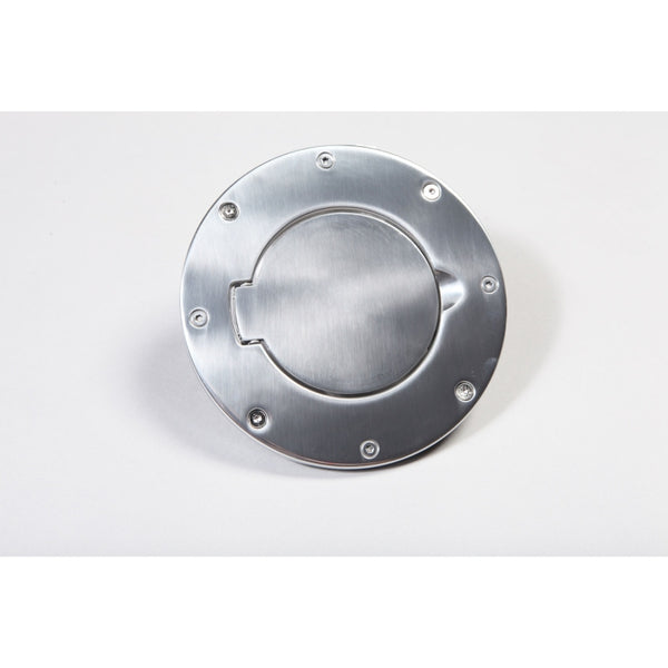 Rugged Ridge Non-Locking Gas Cap Door Polished Alum 97-06 Wrang - 11425.01 for 1997-2006 Jeep Wrangler - front view
