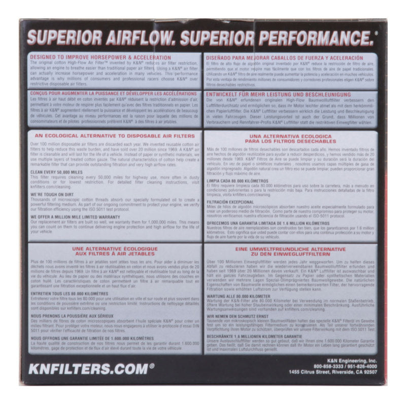 K&N Custom Racing Assembly - Round Tapered - Red 1.656in Neck Flange - 2.25in Over Height - 56-9327 by K&N Engineering - addi