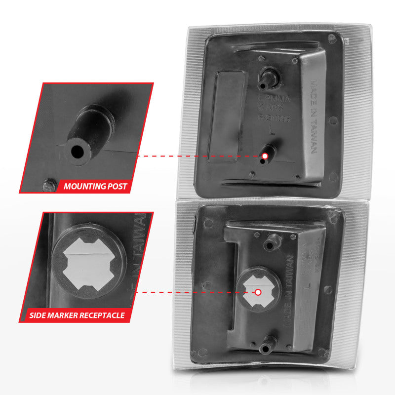 ANZO 1994-1998 Chevrolet Blazer Corner Lights Black Housing Clear Lens w/ Amber Reflector - 521042