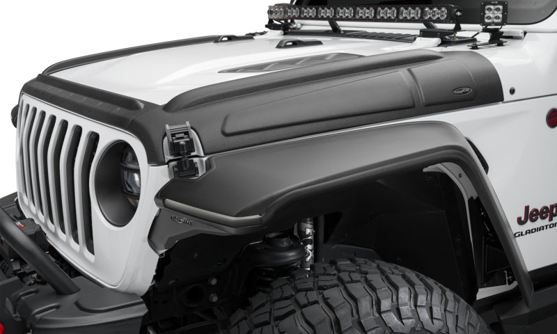Bushwacker 18-22 Jeep Wrangler 2/4dr / 20-22 Jeep Gladiator Trail Armor Hood Armor (3pc) - Tex. Blk - 14131