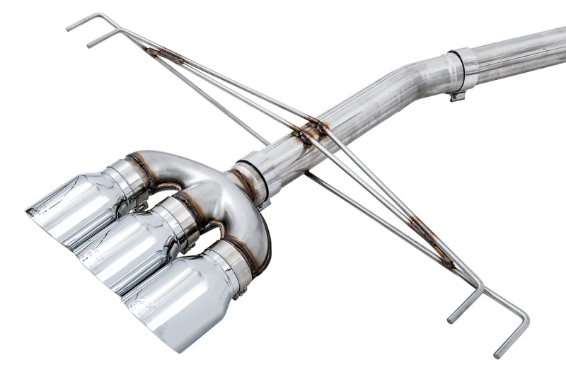 AWE Tuning 2017+ Honda Civic Type R Track Edition Exhaust w/Front Pipe &amp; Triple Chrome Silver Tips - 3020-52000