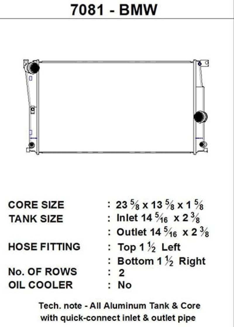 CSF BMW 2 Seires (F22/F23) / BMW 3 Series (F30/F31/F34) / BMW 4 Series (F32/F33/F36) A/T Radiator - 7081