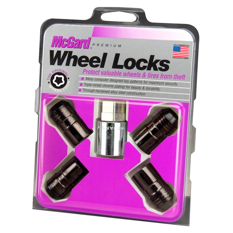 McGard Wheel Lock Nut Set - 4pk. (Cone Seat) M14X1.5 / 21mm &amp; 22mm Dual Hex / 1.639in. L - Black - 24216