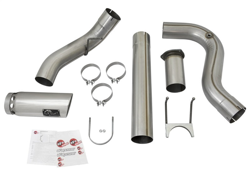 aFe LARGE BORE HD 5in 409-SS DPF-Back Exhaust w/Polished Tip 2017 Ford Diesel Trucks V8 6.7L (td) - 49-43090-P