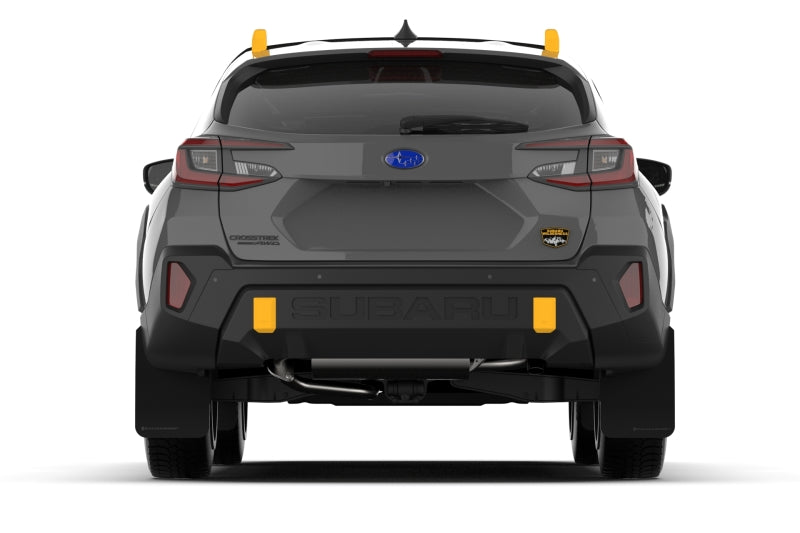 Rally Armor 2024 Subaru Crosstrek (Wilderness Only) Black UR Mudflap W/Wild-Orange Logo No Drill Req - MF116-UR-BLK-WOR