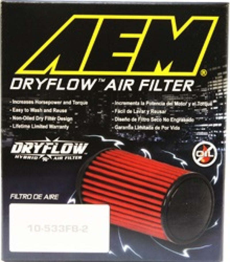 AEM DryFlow Conical Air Filter 5.5in Base OD / 4.75in Top OD / 5in Height - 21-2011DK