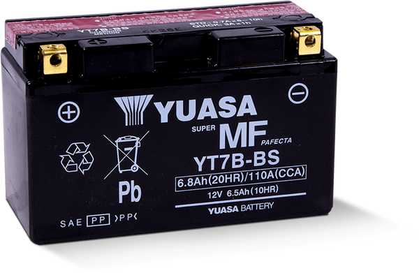 Yuasa YT7B-BS Maintenance Free AGM 12 Volt Battery - YUAM62T7B for 2000-2020 Suzuki DR-Z400S