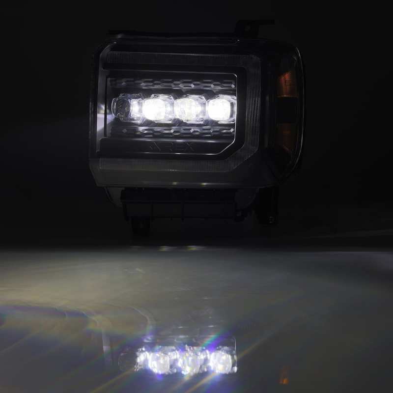 AlphaRex 14-18 GMC Sierra NOVA LED Proj Headlights Plank Style Black w/Activ Light/Seq Signal/DRL - 880617