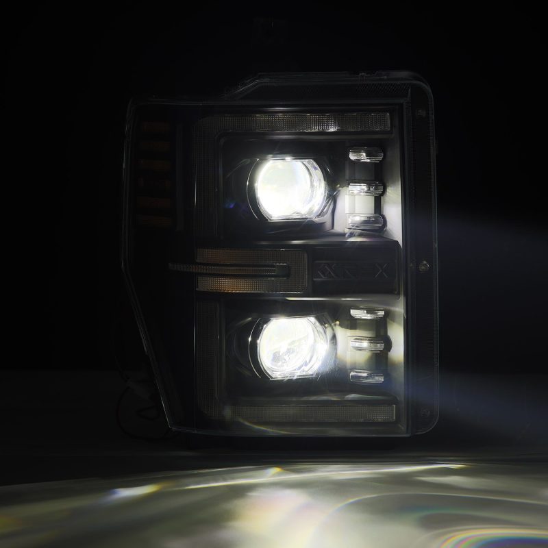 AlphaRex 08-10 Ford F250-550 LUXX-Series LED Projector Headlights Black w/Activ Light/Seq Signal - 880312