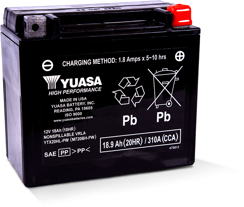 Yuasa YTX20HL-PW Maintenance Free AGM 12 Volt Battery - YUAM720BH-PW for 2006-2007 Sea-Doo GTI SE