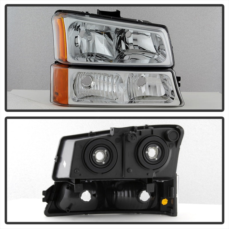 Xtune Chevy Silverado 2500HD 03-06 Crystal Headlights w/ Bumper Lights Chrome HD-JH-CSIL03-AM-C-SET - 5064912