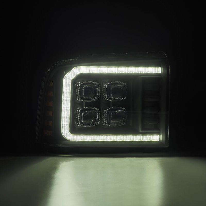 AlphaRex 05-07 Ford F250/350/450/550 Super Duty NOVA LED Proj HL Blk w/Actv Light &amp; Seq Sig + SB DRL - 880319