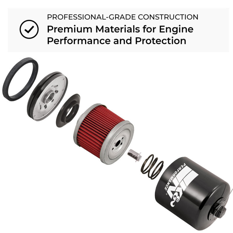 K&N Honda/Husqvarna 1.625in OD x .438in ID x 1.406in H Oil Filter - KN-116 for 2002-2023 Honda CRF450R - angle view