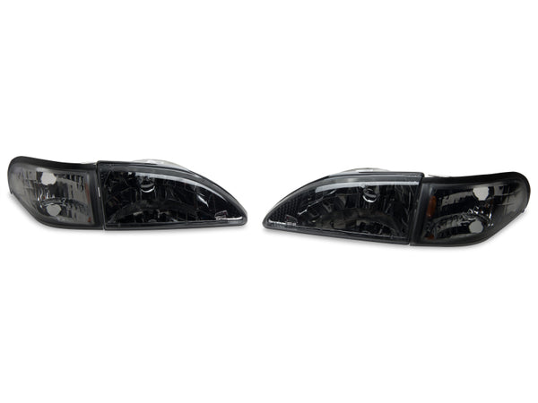 Raxiom 94-98 Mustang Axial Series Cobra Style Headlights- Black Housing (Clear Lens) - 49050 for 1994-1998 Ford Mustang - fro