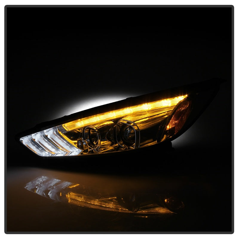 Spyder 15-18 Ford Focus Projector Headlights - Seq Turn Light Bar - Chrome PRO-YD-FF15-LBSEQ-C - 5086457
