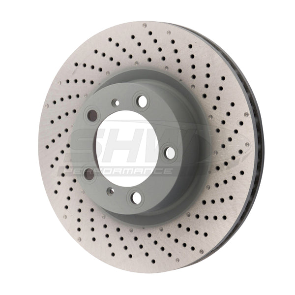 SHW 09-16 Porsche 911 Carrera w/o Ceramic Brakes Right Front Drill-Dimp MB Brake Rotor (99735140201) - PFR39972 for 2013-2016