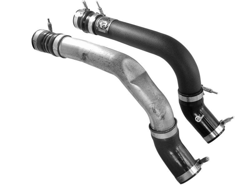 aFe BladeRunner 3in Black Intercooler Tube Hot Side w/ Couplings &amp; Clamps 13-14 Dodge RAM 6.7L (td) - 46-20138-B