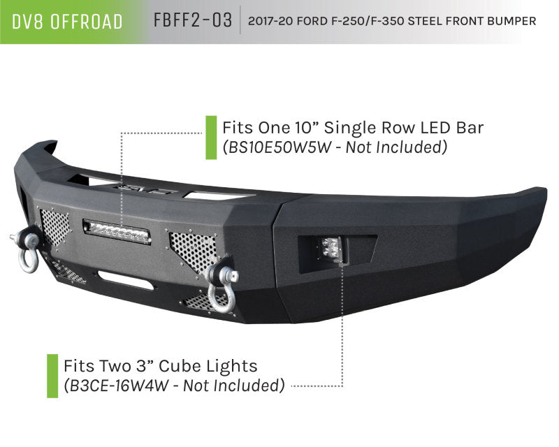 DV8 Offroad 2017+ Ford F-250/F-350/F-450 Front Bumper - FBFF2-03