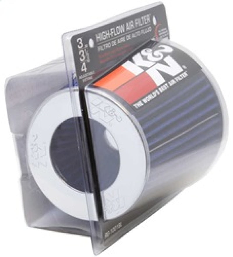 K&N Universal Air Filter Chrome Round Tapered Blue - 4in Flange ID x 1.125in Flange Length x 5.5in H - RG-1001BL