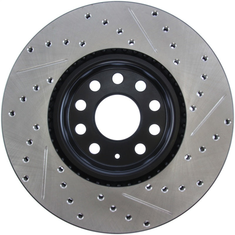 StopTech 2006 - 2018 Audi A3 Slotted & Drilled Sport Brake Rotor - 127.33098R for 2008-2023 Audi TT - rear view