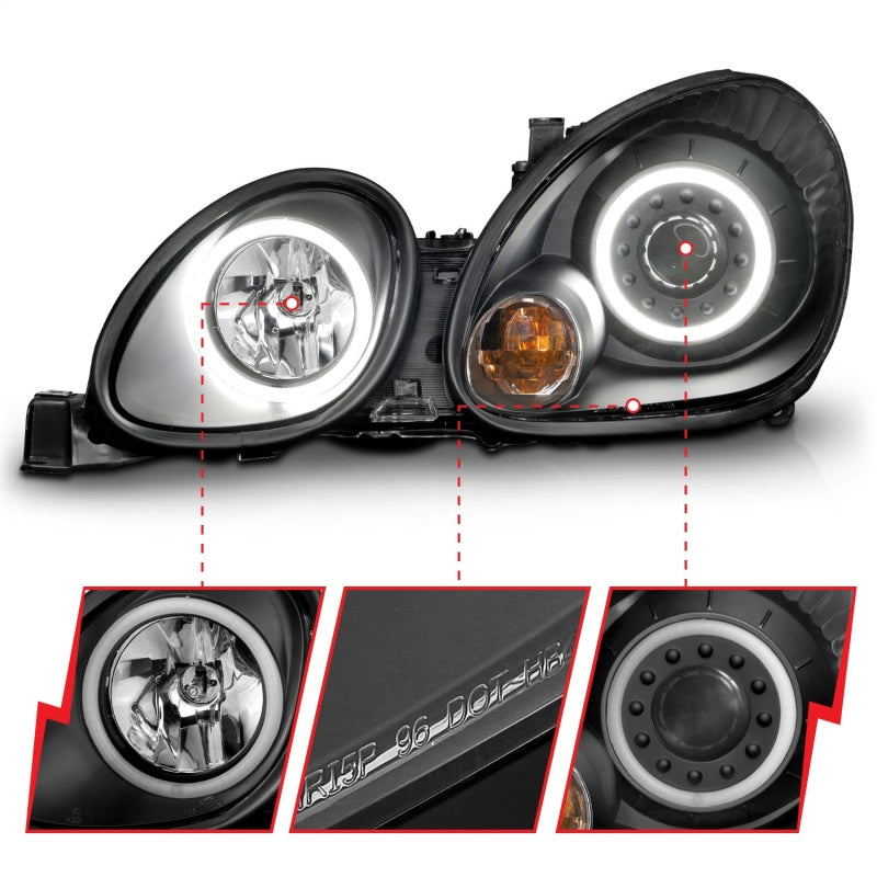 ANZO 1998-2005 Lexus Gs300 Projector Headlights w/ Halo Black - 121144