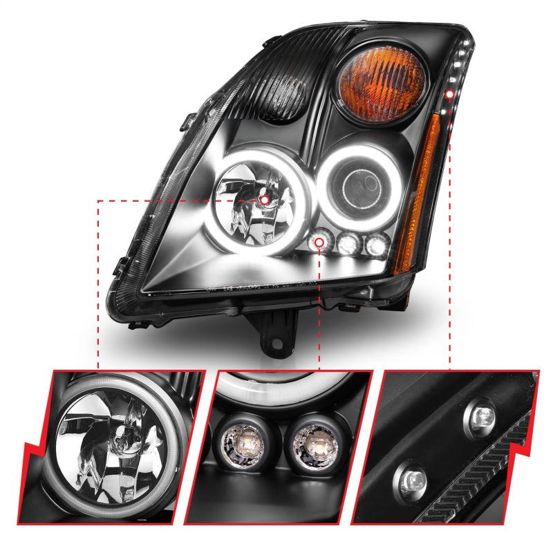ANZO 2007-2012 Nissan Sentra Projector Headlights Black - 121276