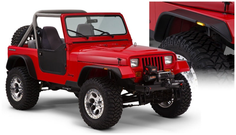 Bushwacker 2018+ Jeep Wrangler (JL) Unlimited Flat Style Flares 4pc - Black - 10923-07