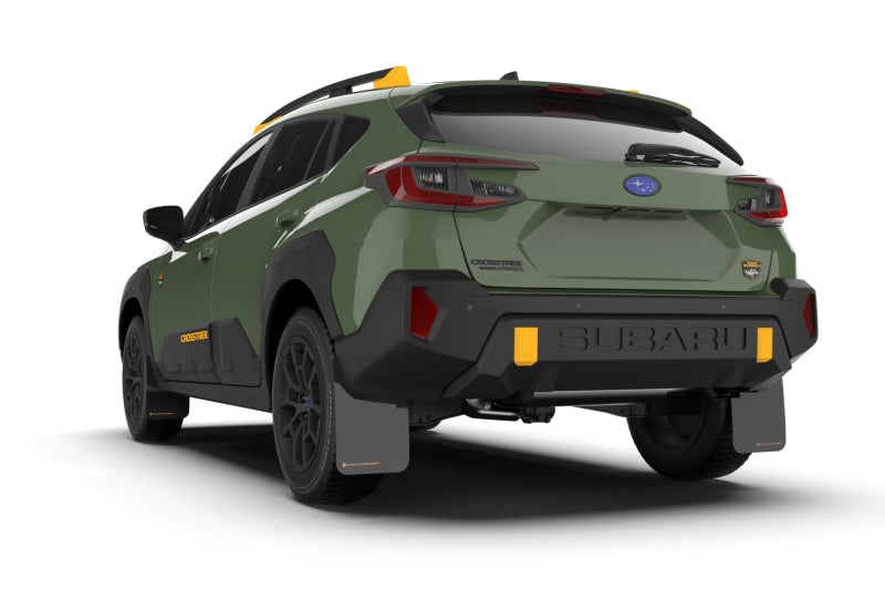 Rally Armor 2024 Subaru Crosstrek (Wilderness Only) Black UR Mudflap W/Wild-Orange Logo No Drill Req - MF116-UR-BLK-WOR
