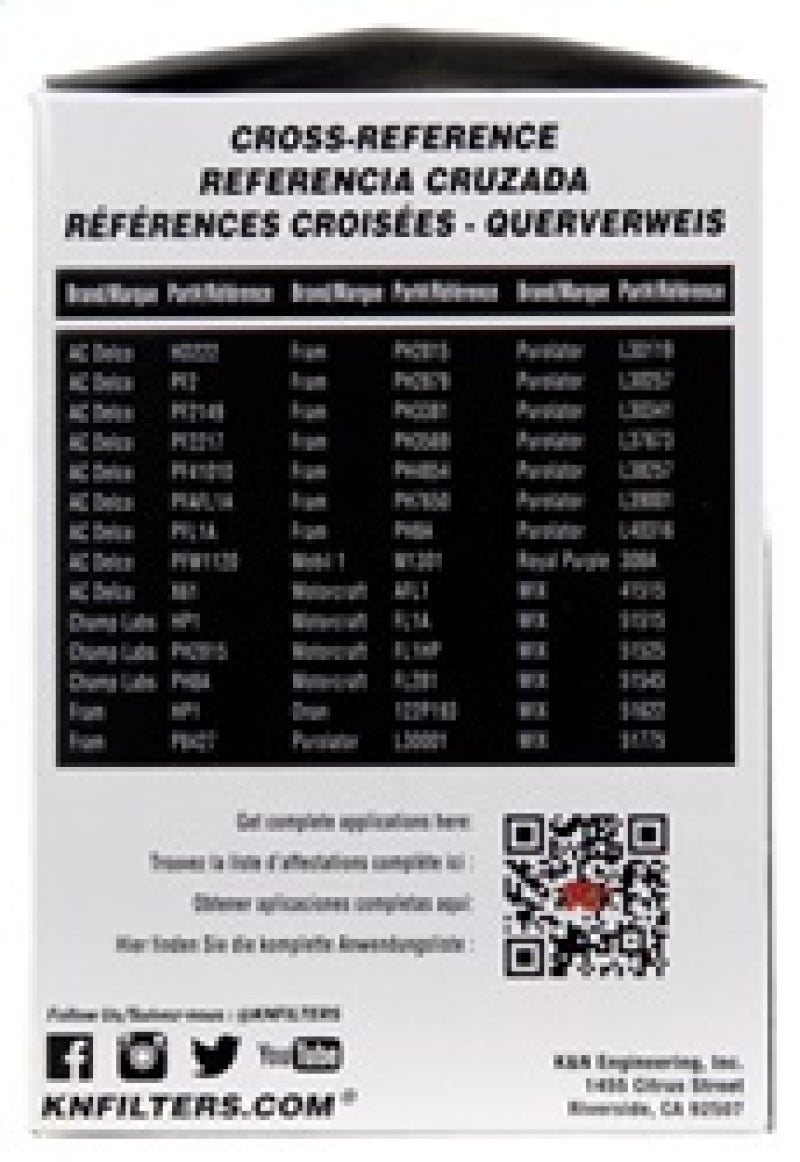 K&N Oil Filter for Ford/Audi/VW/Toyota/Mercury/Mazda/Nissan/Dodge/Lincoln/Volvo 3.656in OD - PS-3001