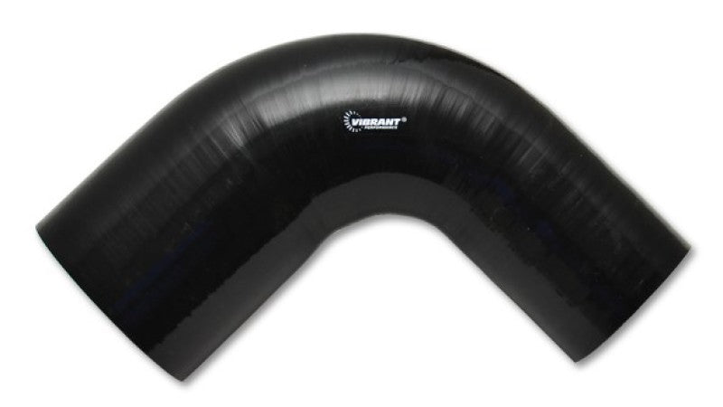 Vibrant 3in ID x 3.5in ID x 4in Long Gloss Black Silicone 90 Degree Transition Elbow - 2784