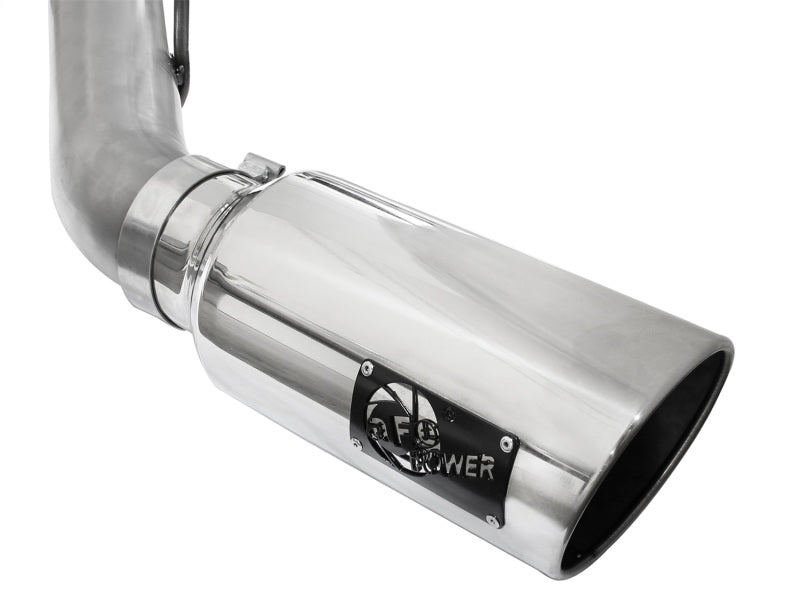 aFe Atlas Exhaust 4in DPF-Back Exhaust Aluminized Steel Polished Tip 11-14 ford Diesel Truck V8-6.7L - 49-03065-P