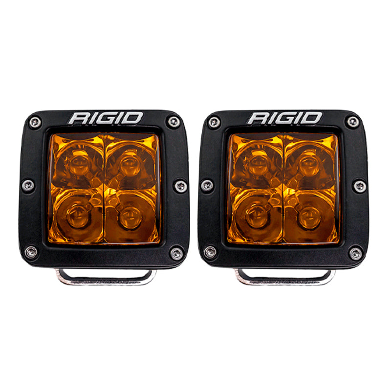 Rigid Industries D-Series Spot w/ Amber PRO Lens (Pair) - 20252 by Rigid Industries - front view