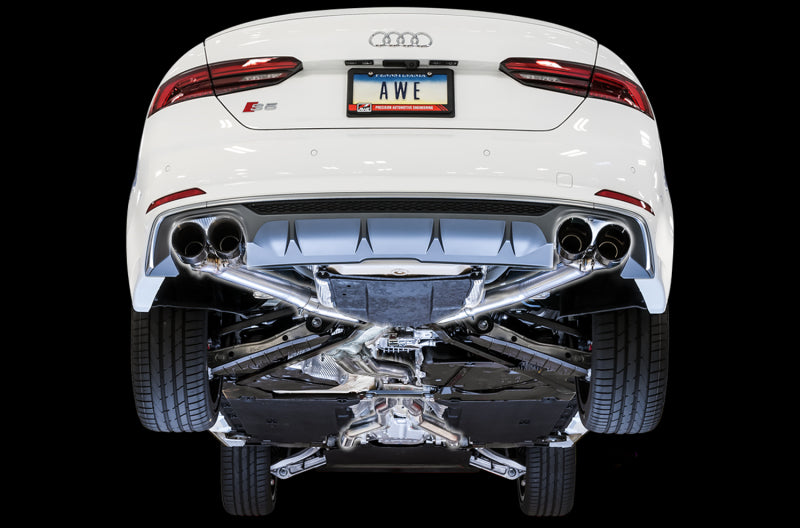 AWE Tuning Audi B9 S5 Sportback Track Edition Exhaust - Non-Resonated (Black 102mm Tips) - 3010-43062
