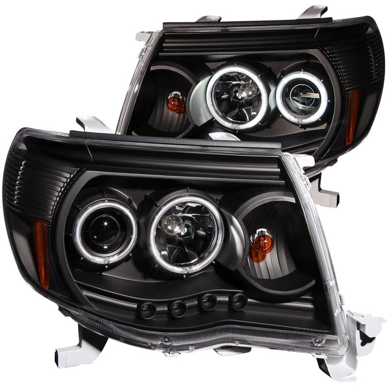 ANZO 2005-2011 Toyota Tacoma Projector Headlights w/ Halo Black - 121282