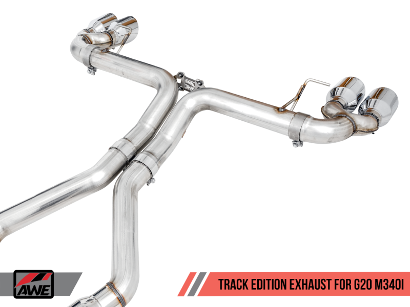 AWE Tuning 2019+ BMW M340i (G20) Track Edition Exhaust - Quad Diamond Black Tips - 3020-43085