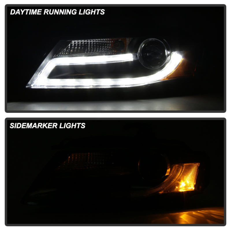 Spyder Audi A4 09-12 Projector Headlights Halogen Model Only - DRL LED Black PRO-YD-AA408-DRL-BK - 5081544