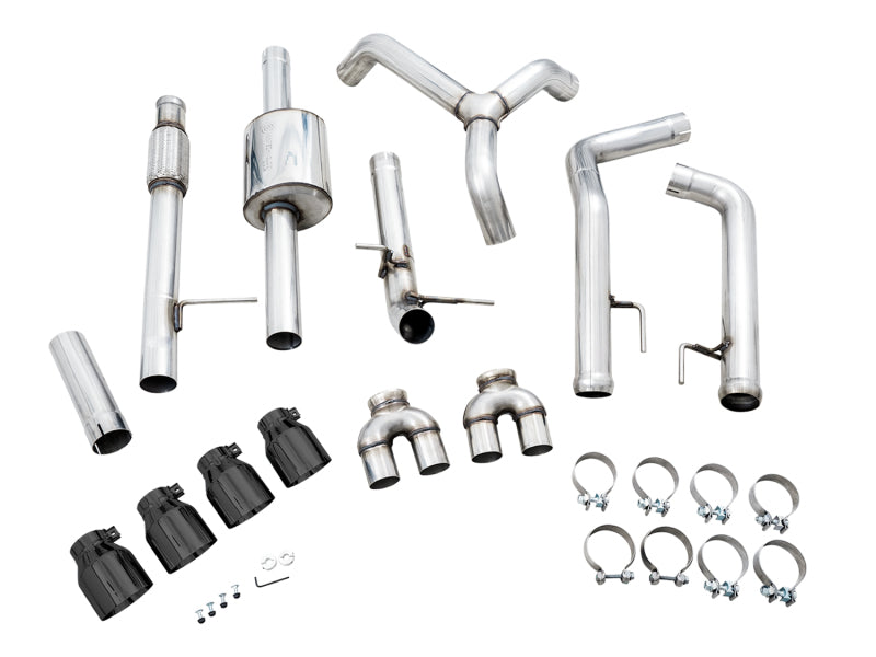 AWE Tuning 4th Gen GM 1500 5.3L 0FG Catback Split Rear Exit (w/ Bumper Cutouts) - Quad Diamond Tips - 3015-43202
