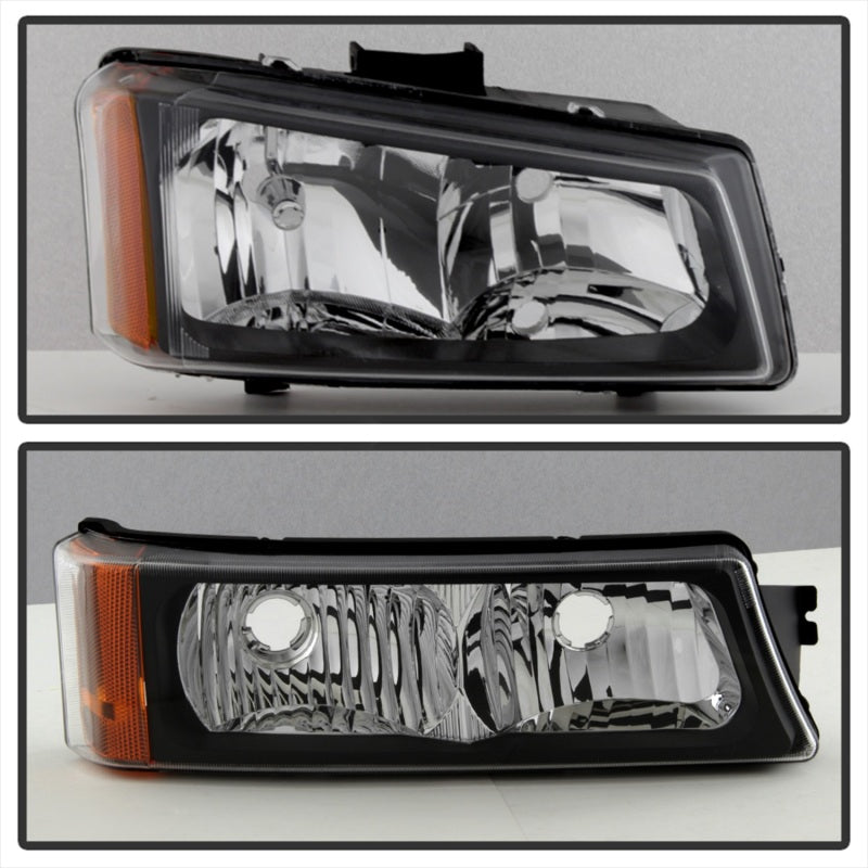Xtune Chevy Silverado 2500HD 03-06 Crystal Headlights w/ Bumper Lights Black HD-JH-CSIL03-AM-BK-SET - 5069801